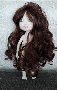 Текстильные куклы ручной работы,Кукла с длинными волосами Ева.
